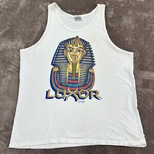 Vintage 90s Luxor Hotel & Casino Legas Vegas XL Tank Top White Pyramid Creations
